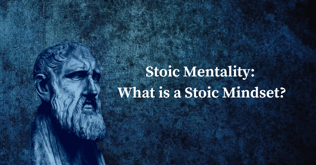 A person meditating peacefully in nature, visualizing developing a stoic mindset in simple words.